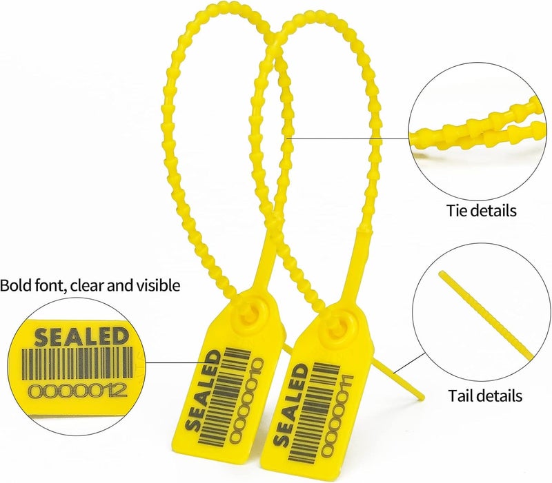 LeadSeals 500 Yellow Plastic Barcode Seals, Numberd Plastic Tamper Seals Security Tags, Pull-Tite Safety Zip Ties, Tamper Proof Tags Plasic Locks for Fire Extinguishers - Image 5